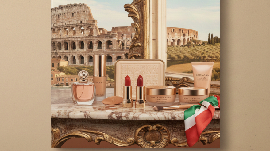 תמונה של מוצרי קוסמטיקה על רקע הקולוסיאום